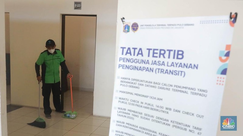 Terminal Pulogebang bersiap menyambut mudik Lebaran 2023. Fasilitas kamar penginapan untuk pemudik telah disediakan. (CNBC Indonesia/Muhammad Sabki)
