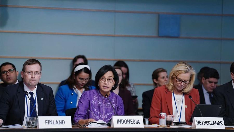 Sri Mulyani dalam acara Coalition for Climate Action Ministerial Meeting dalam rangkaian IMF-World Bank Spring Meeting 2023. (Tangkapan layar Instagram @smindrawati)