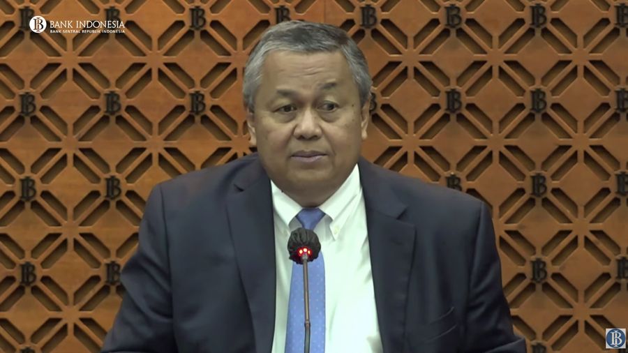 Gubernur Bank Indonesia Perry Warjiyo saat menyampaikan Hasil Rapat Dewan Gubernur Bulanan Bulan April 2023. (Tangkapan Layar Youtube Bank Indonesia)
