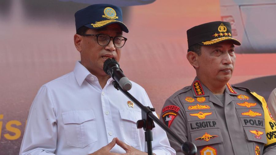 Menteri Perhubungan Menghadiri Mudik Gratis Polri Presisi Tahun 2023, di Plataran Monas Pada (18/04/2023). (Dok. dephub)