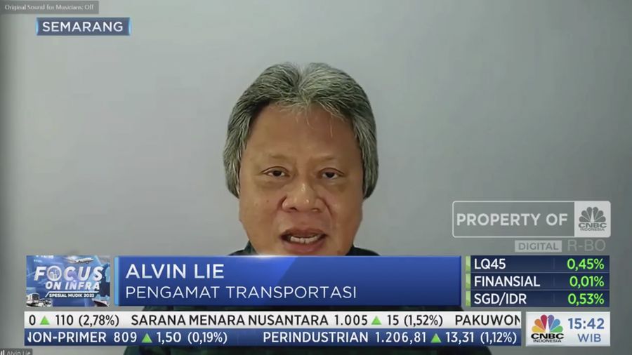 Pengamat Transpotasi Alvin Lie, dalam dialog Mudik Aman Berkesan Dengan Transpotasi Udara 2023 Pada Selasa, (18/4/2023). (Tangkapan Layar CNBC Indonesia TV)