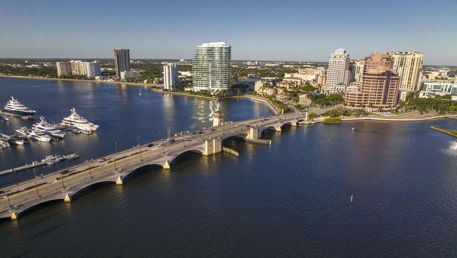 West Palm Beach skyline features Royal Park Draw Bridge, West Palm Beach, Florida. (Photo by: Visions of America/Joseph Sohm/UCG/Universal Images Group via Getty Images)