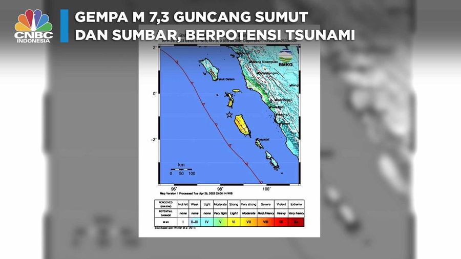 Gempa M 7,3 Guncang Sumut dan Sumbar, Berpotensi Tsunami