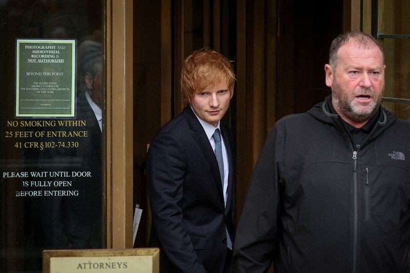 Singer Ed Sheeran arrives at Manhattan Federal Court for his copyright trial in New York City, U.S., April 25, 2023.  REUTERS/Eduardo Munoz