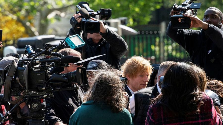 Singer Ed Sheeran arrives at Manhattan Federal Court for his copyright trial in New York City, U.S., April 25, 2023.  REUTERS/Eduardo Munoz