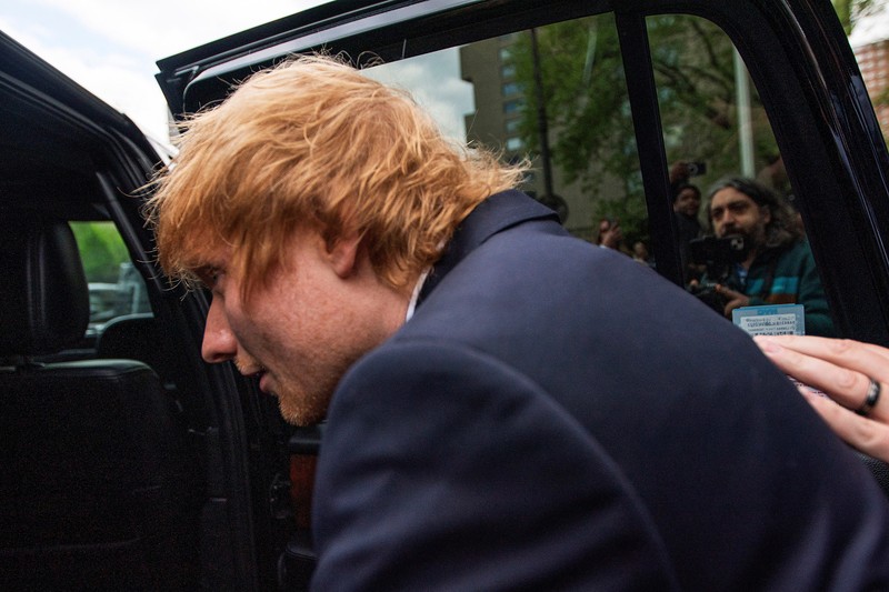 Singer Ed Sheeran arrives at Manhattan Federal Court for his copyright trial in New York City, U.S., April 25, 2023.  REUTERS/Eduardo Munoz