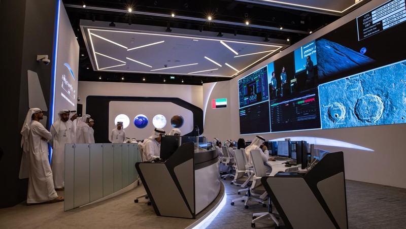 DUBAI, UNITED ARAB EMIRATES - APRIL 25: A copy of the Emirati-made Rashid Rover in the command center of the Mohammed Bin Rashid Space Centre on April 25, 2023 in Dubai, United Arab Emirates. The Rashid Rover would have been the first Arab-made spacecraft to land on the surface of the Moon, but the landing of the spacecraft carrying the Rover was unsuccessful. (Photo by Andrea DiCenzo/Getty Images)