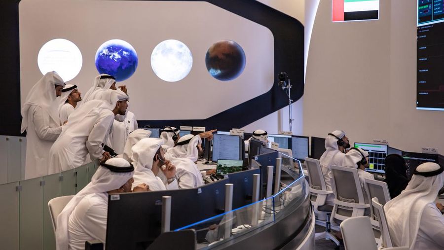 DUBAI, UNITED ARAB EMIRATES - APRIL 25: A copy of the Emirati-made Rashid Rover in the command center of the Mohammed Bin Rashid Space Centre on April 25, 2023 in Dubai, United Arab Emirates. The Rashid Rover would have been the first Arab-made spacecraft to land on the surface of the Moon, but the landing of the spacecraft carrying the Rover was unsuccessful. (Photo by Andrea DiCenzo/Getty Images)