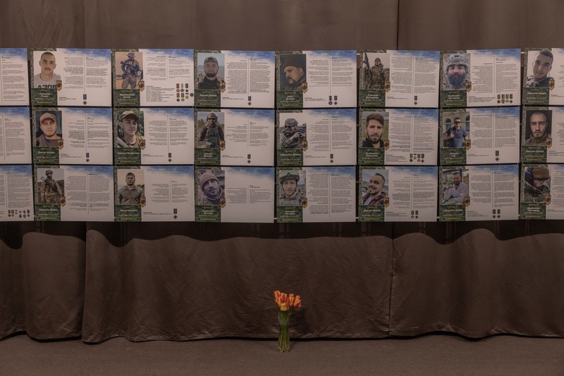 1252211004 KYIV, UKRAINE - APRIL 26: A man walks down the steps next to exhibited items of the Russian army on April 26, 2023 at the National Museum of the History of Ukraine in Kyiv, Ukraine. Museum curators retrieved a variety of items left by Russian soldiers during the first part of their 2022 invasion, when Russian forces occupied areas around Kyiv. Russia ultimately retreated from around the capital, concentrating its land war in the east. (Photo by Roman Pilipey/Getty Images)