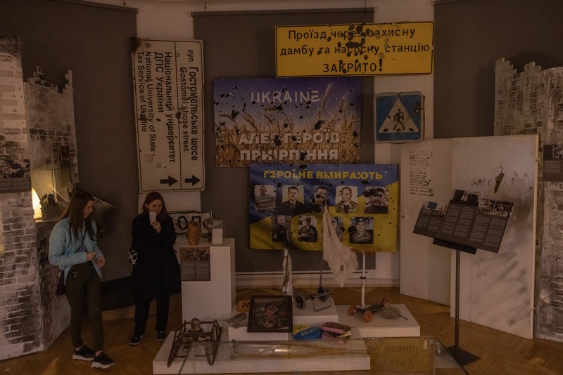 1252211004 KYIV, UKRAINE - APRIL 26: A man walks down the steps next to exhibited items of the Russian army on April 26, 2023 at the National Museum of the History of Ukraine in Kyiv, Ukraine. Museum curators retrieved a variety of items left by Russian soldiers during the first part of their 2022 invasion, when Russian forces occupied areas around Kyiv. Russia ultimately retreated from around the capital, concentrating its land war in the east. (Photo by Roman Pilipey/Getty Images)