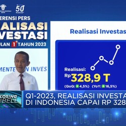 Q1-2023, Realisasi Investasi di Indonesia Capai Rp 328,9 T