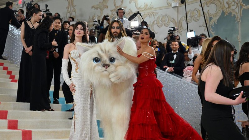 Aktor AS Jared Leto tiba untuk Met Gala 2023 di Metropolitan Museum of Art pada 1 Mei 2023, di New York. - Gala mengumpulkan uang untuk Institut Kostum Museum Seni Metropolitan. Tema Gala 2023 adalah 