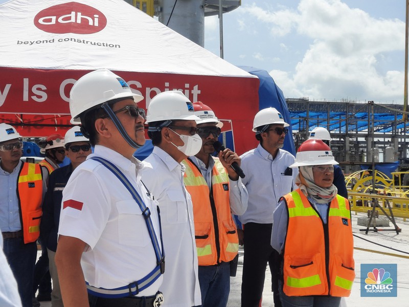 PT Freeport Indonesia (PTFI) saat ini tengah membangun pabrik pengolahan tembaga di Kawasan Industri Java Integrated Industrial & Port Estate (JIIPE), Kecamatan Manyar, Kabupaten Gresik, Jawa Timur. (CNBC Indonesia/Firda Dwi Muliawati