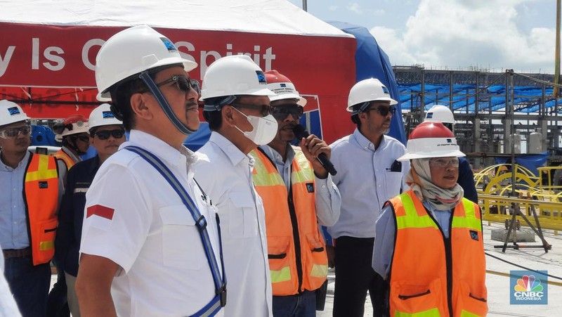 PT Freeport Indonesia (PTFI) saat ini tengah membangun pabrik pengolahan tembaga di Kawasan Industri Java Integrated Industrial & Port Estate (JIIPE), Kecamatan Manyar, Kabupaten Gresik, Jawa Timur. (CNBC Indonesia/Firda Dwi Muliawati