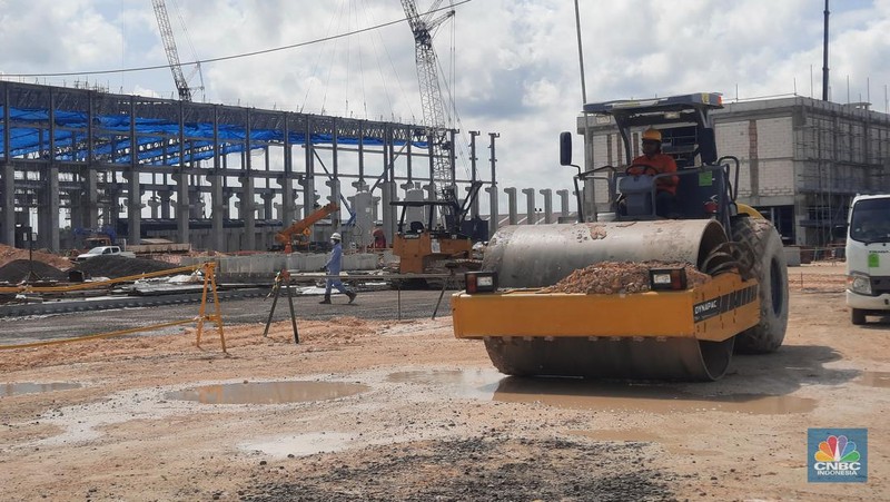PT Freeport Indonesia (PTFI) saat ini tengah membangun pabrik pengolahan tembaga di Kawasan Industri Java Integrated Industrial & Port Estate (JIIPE), Kecamatan Manyar, Kabupaten Gresik, Jawa Timur. (CNBC Indonesia/Firda Dwi Muliawati