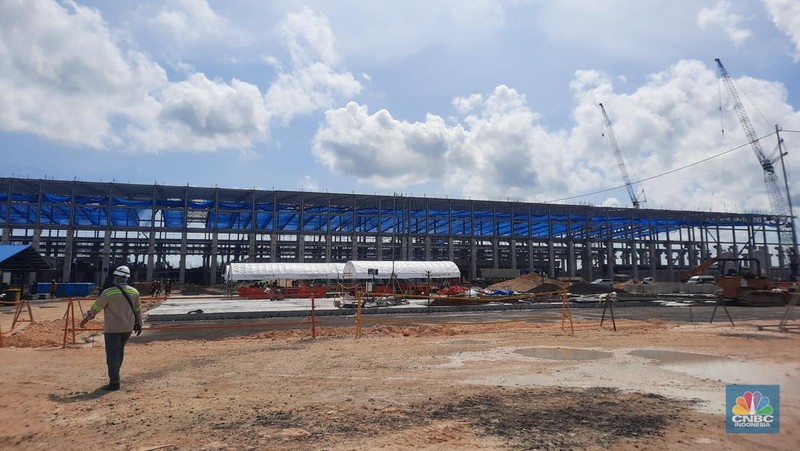 PT Freeport Indonesia (PTFI) saat ini tengah membangun pabrik pengolahan tembaga di Kawasan Industri Java Integrated Industrial & Port Estate (JIIPE), Kecamatan Manyar, Kabupaten Gresik, Jawa Timur. (CNBC Indonesia/Firda Dwi Muliawati