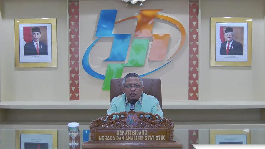 Deputi Bidang Neraca dan Analisis Statistik BPS Edy Mahmud dalam acara rilis BPS, Jumat (5/5/2023). (Tangkapan layar Youtube @BPSStatistics)
