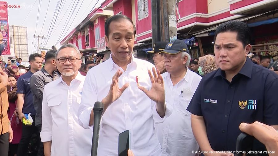 Keterangan Pers Presiden Jokowi Saat Kunjungi Pasar Natar, Lampung Selatan, 5 Mei 2023. (Tangkapan layar)