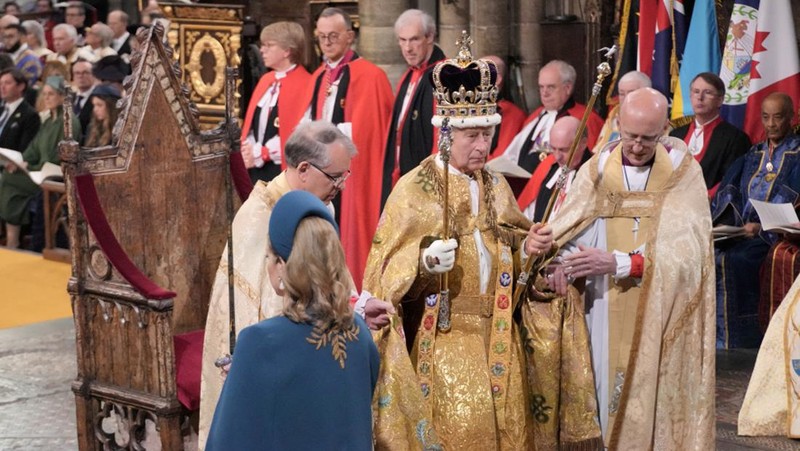 Prosesi penobatan Raja Charles III di Westmisnter Abbey, London, Inggris, Sabtu (6/5/2023). (Getty Images)