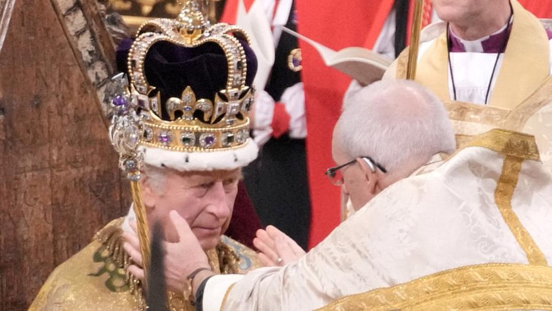 Prosesi penobatan Raja Charles III di Westmisnter Abbey, London, Inggris, Sabtu (6/5/2023). (Getty Images)