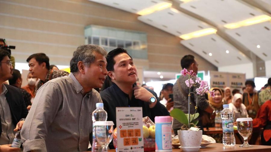 Dirut BRI dan Menteri BUMN dalam BRI & Pegadaian Indonesia Coffee Festival (ICF) 2023 di Kemayoran, Jakarta, Sabtu (7/5/2023).