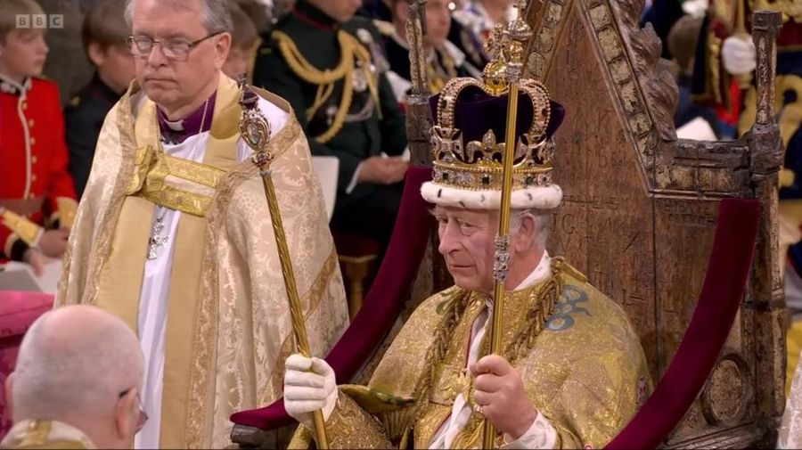 Prosesi penobatan Raja CHarles III Wsstminter Abbey, London, Inggris, Sabtu (6/5/2023). (GARY CALTON/POOL/AFP via Getty Images)