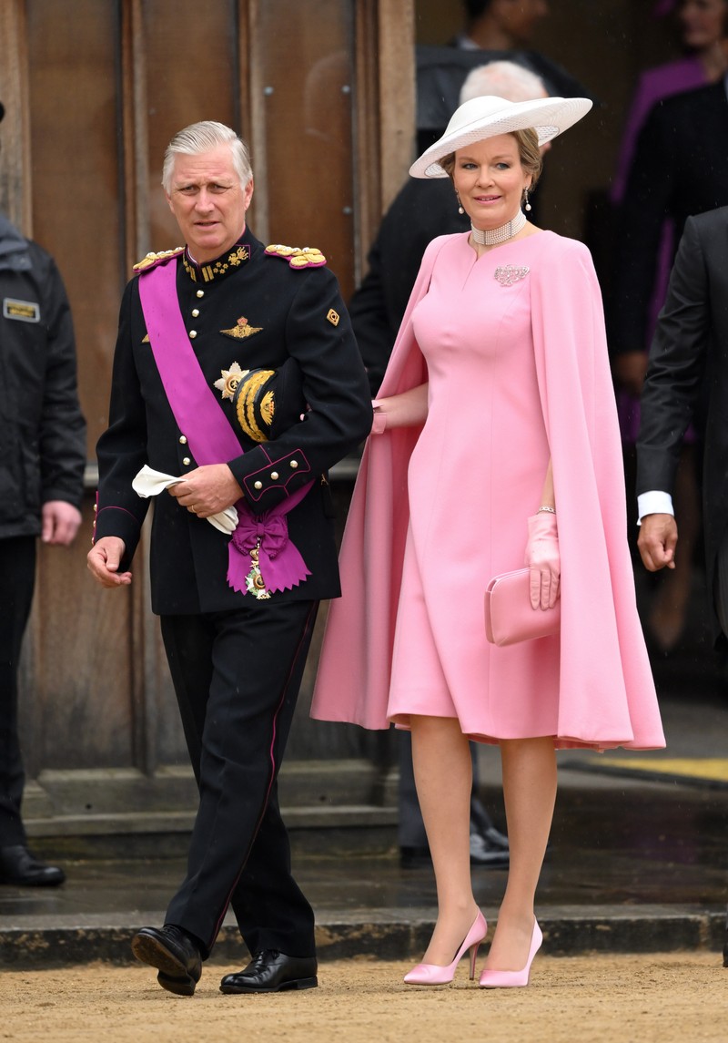 Raja Philippe dari Belgia dan Ratu Mathilde dari Belgia tiba di Westminster Abbey untuk Penobatan Raja Charles III dan Ratu Camilla pada 06 Mei 2023 di London, Inggris. (WireImage/Karwai Tang)