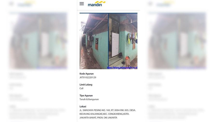 Lelang Rumah Bank Mandiri. (Tangkapan Layar lelang.bankmandiri.co.id)