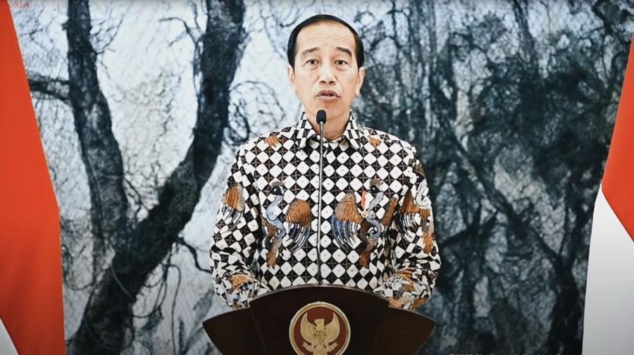 Presiden RI Joko Widodo memberikan sambutan sevara virtual. (YoTube/Bank Indonesia)