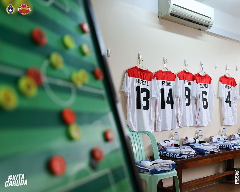 Ruang ganti pemain TIm Nasional (Timnas) Indonesia U-22 saat SEA Games 2023 Kamboja. (Dok. PSSI)