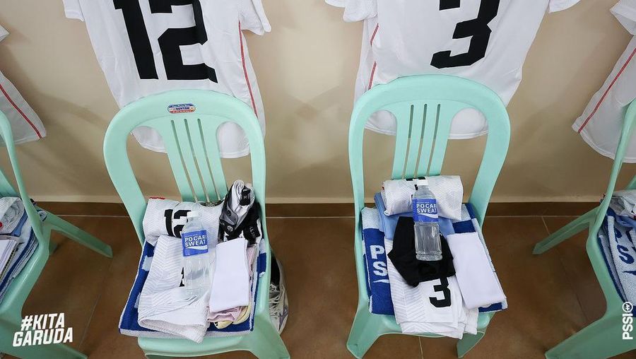 Ruang ganti pemain TIm Nasional (Timnas) Indonesia U-22 saat SEA Games 2023 Kamboja. (Dok. PSSI)