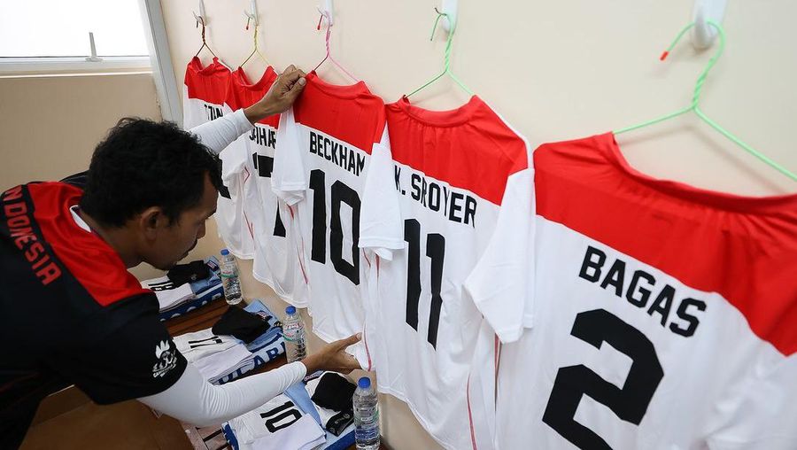 Ruang ganti pemain TIm Nasional (Timnas) Indonesia U-22 saat SEA Games 2023 Kamboja. (Dok. PSSI)