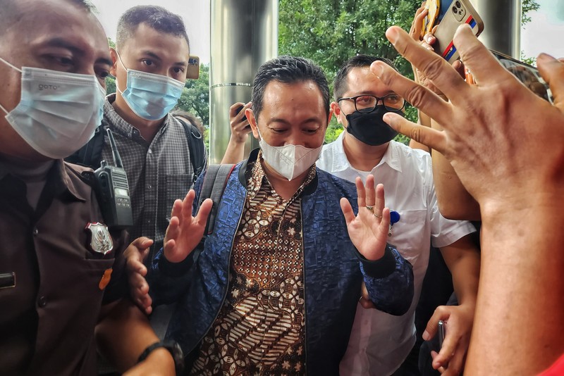 Kepala Bea-Cukai Makassar Andhi Pramono tiba di KPK, Jakarta, Selasa (14/3/2023). (Dok. Detikcom/Ari Saputra)