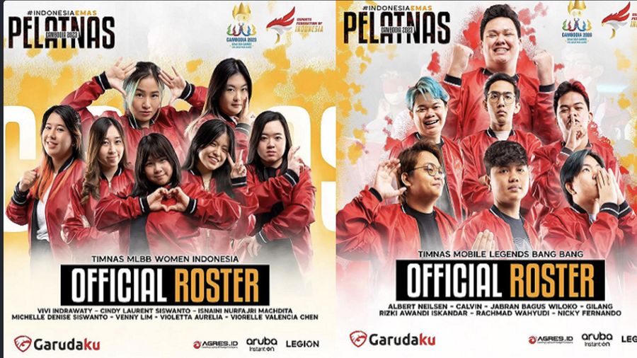 Team MLBB Putra dan Putri Indonesia di SEA Games 2023. (Tangkapan Layar Esport.id)