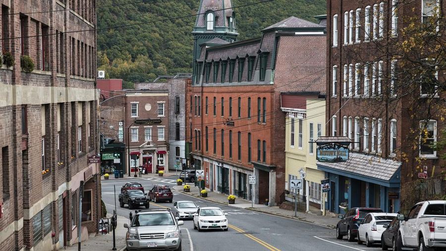 Downtown Brattleboro in Vermont. (Photo by: John Greim/Loop Images/Universal Images Group via Getty Images)