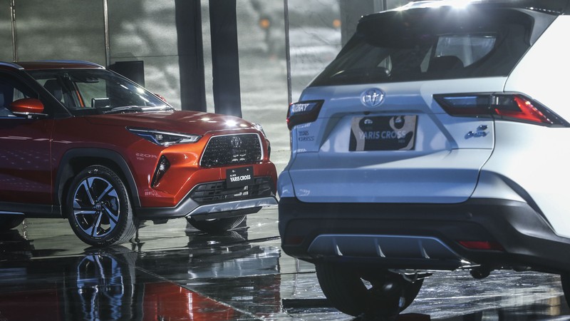 All New Yaris Cross Hybrid. Mobil ini masuk ke dalam segmen B Sport Utility Vehicle (SUV). Namun, pabrikan belum mau mengumumkan berapa harga resmi kendaraan ini. (CNBC Indonesia/Ferry Sandi)
