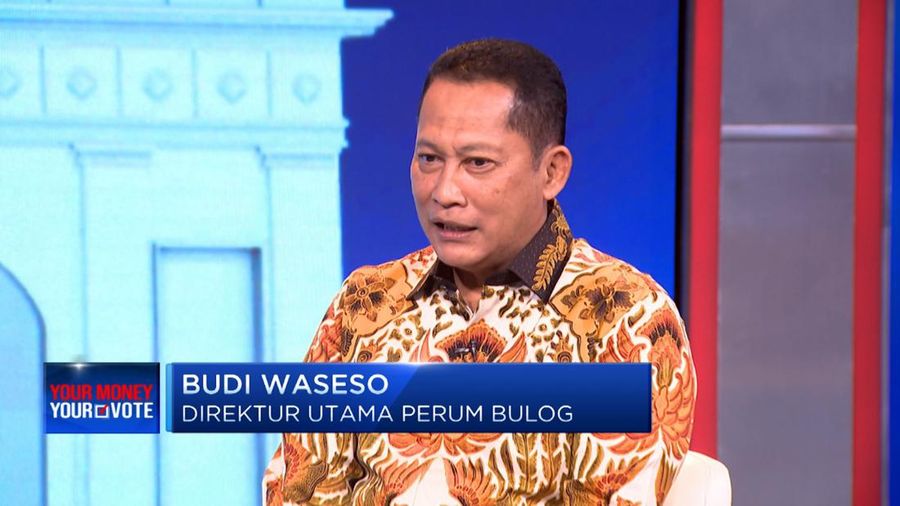 Dirut Perum Bulog, Budi Waseso dalam menghadiri Your Money Your Vote. (Tangkapan Layar CNBC Indonesia TV)