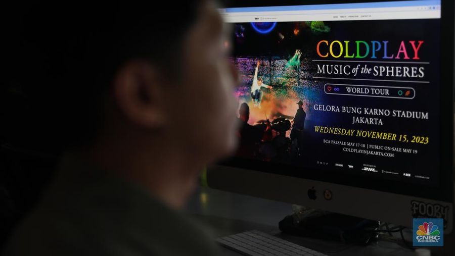 Ilustrasi War Tiket Coldplay. (CNBC Indonesia/Muhammad Sabki)