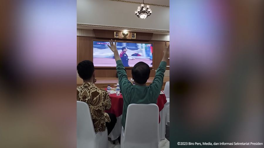 Presiden RI Jokowi Rayakan Kemenangan Indonesia vs Thailand Final SEA Games 2023. (Tangkapan Layar Youtube)