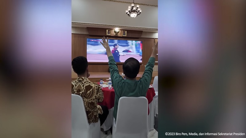 Presiden RI Jokowi Rayakan Kemenangan Indonesia vs Thailand Final SEA Games 2023. (Tangkapan Layar Youtube)