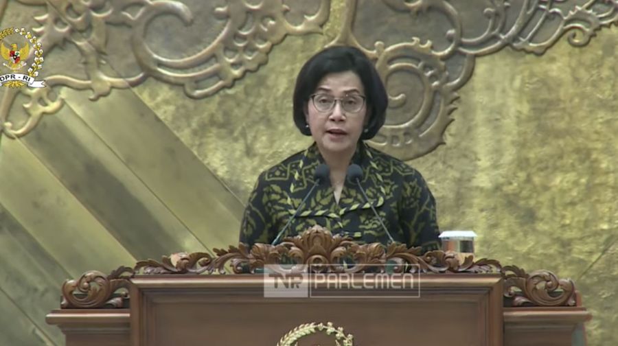 Menkeu Sri Mulyani Pidato di Rapat Paripurna DPR RI KE-23 . (Tangkapan Layar Youtube)