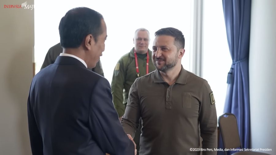 Pertemuan Bilateral Presiden Jokowi dengan Presiden Ukraina Volodymyr Zelenskyy, (21/5/2023). (Tangkapan Layar Youtube Sekretariat Presiden)