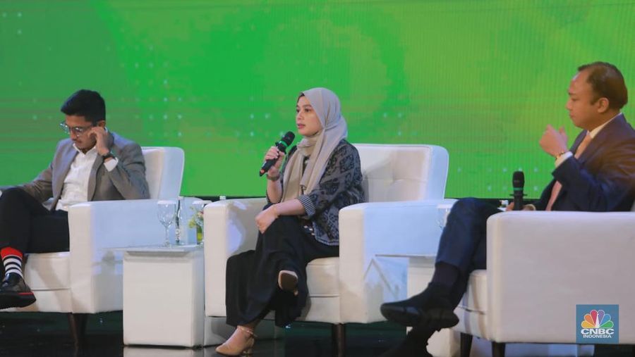 Executive Vice President of Energy Transition and Sustainability PT PLN (Persero) Kamia Handayani dalam Green Economic Forum 2023 di Kempinski Hotel, Jakarta pada (22/5/2023) mengusung tema