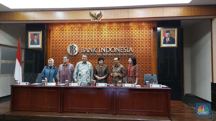 Pengumuman Hasil Rapat Dewan Gubernur Bulanan Bulan Mei 2023. (CNBC Indonesia/Cantika Adinda Putri)