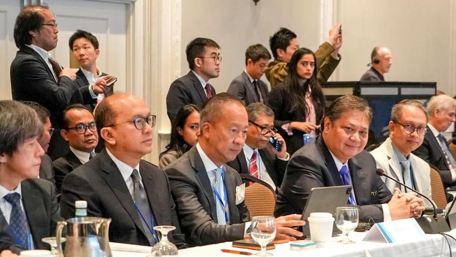 Menko Bidang Perekonomian Airlangga Hartanto dalam perundingan tingkat menteri IPEF di Detroit, AS (27/5/2023).