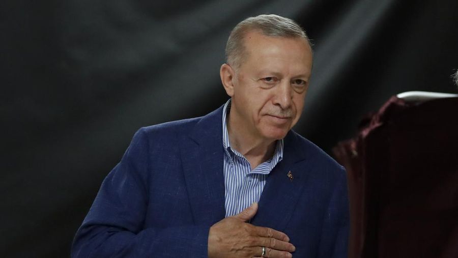 Presiden Reccep Tayyip Erdogan dalam pemilihan presiden di Istambul, Turki. (Getty Images/Pool)