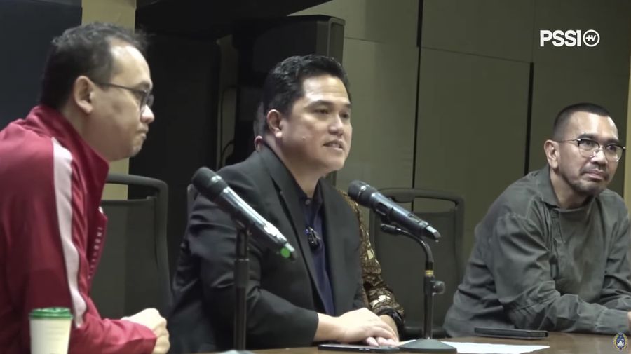 Ketua Umum PSSI Erick Thohir dalam Press Conference terkait Tiket FMD Indonesia Vs Argentina. (Tangkapan Layar Youtube PSSI)