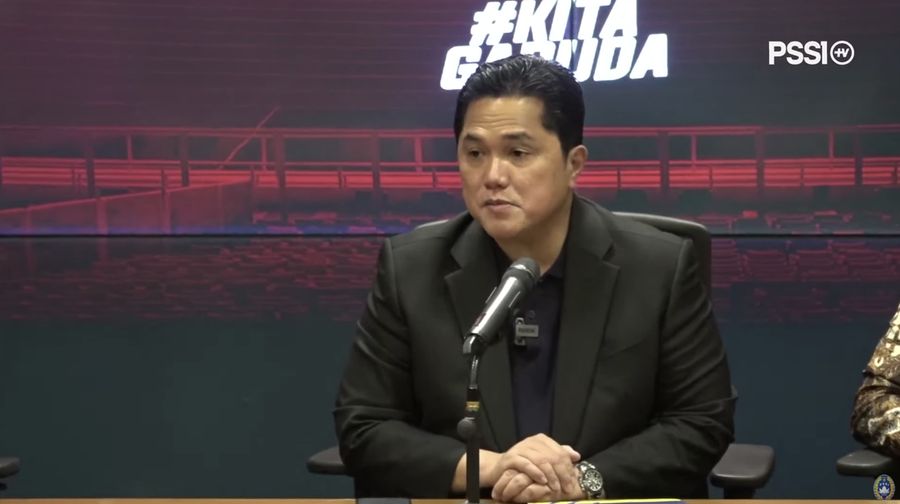 Ketua Umum PSSI Erick Thohir dalam Press Conference terkait Tiket FMD Indonesia Vs Argentina. (Tangkapan Layar Youtube PSSI)