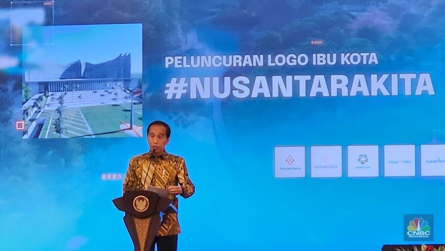 Presiden Joko Widodo saat Peluncuran Logo Nusantara, Istana Negara, 30 Mei 2023. (CNBC Indonesia/Emir Yanwardhana)