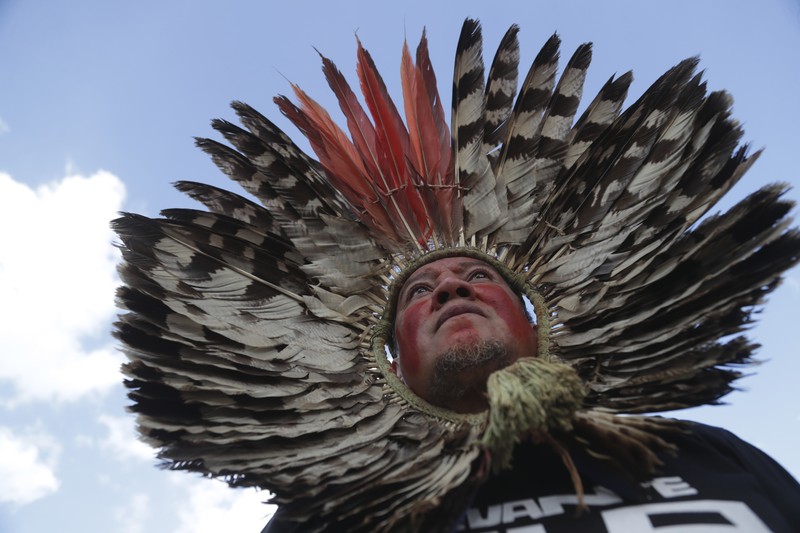 Brazil Indigenous Protest Guarani Indigenous block the Bandeirantes highway with burning tires to protest proposed legislation that would change the policy that demarcates Indigenous lands on the outskirts of Sao Paulo, Brazil, Tuesday, May 30, 2023. (AP Photo/Ettore Chiereguini)
